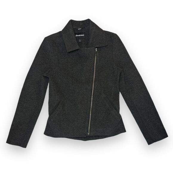 Betabrand SoHo Moto Biker Bomber Jacket Sz S Asymmetrical Full-Zip Blue lined - Picture 6 of 12